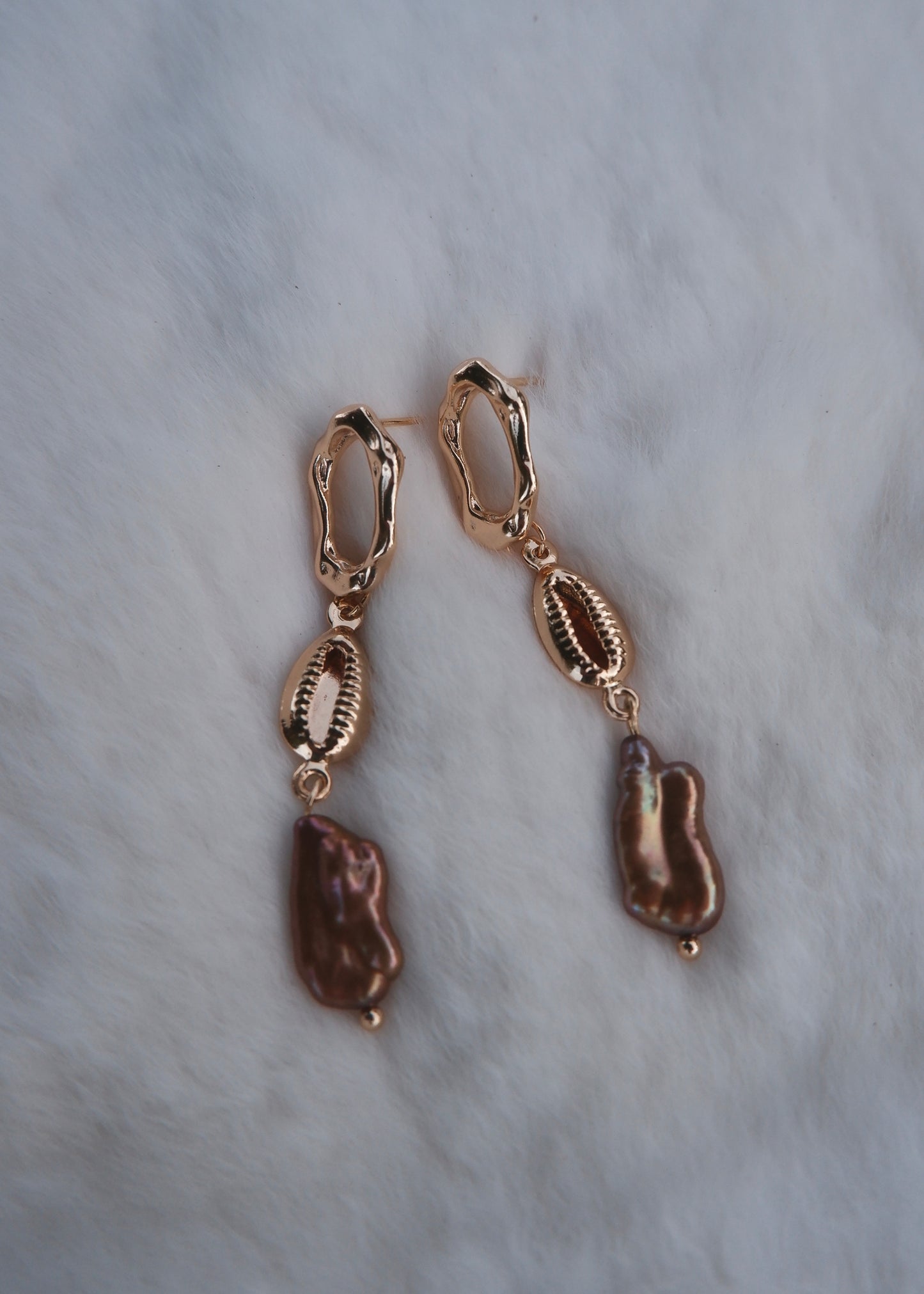 Cowrie & Pearl Studs