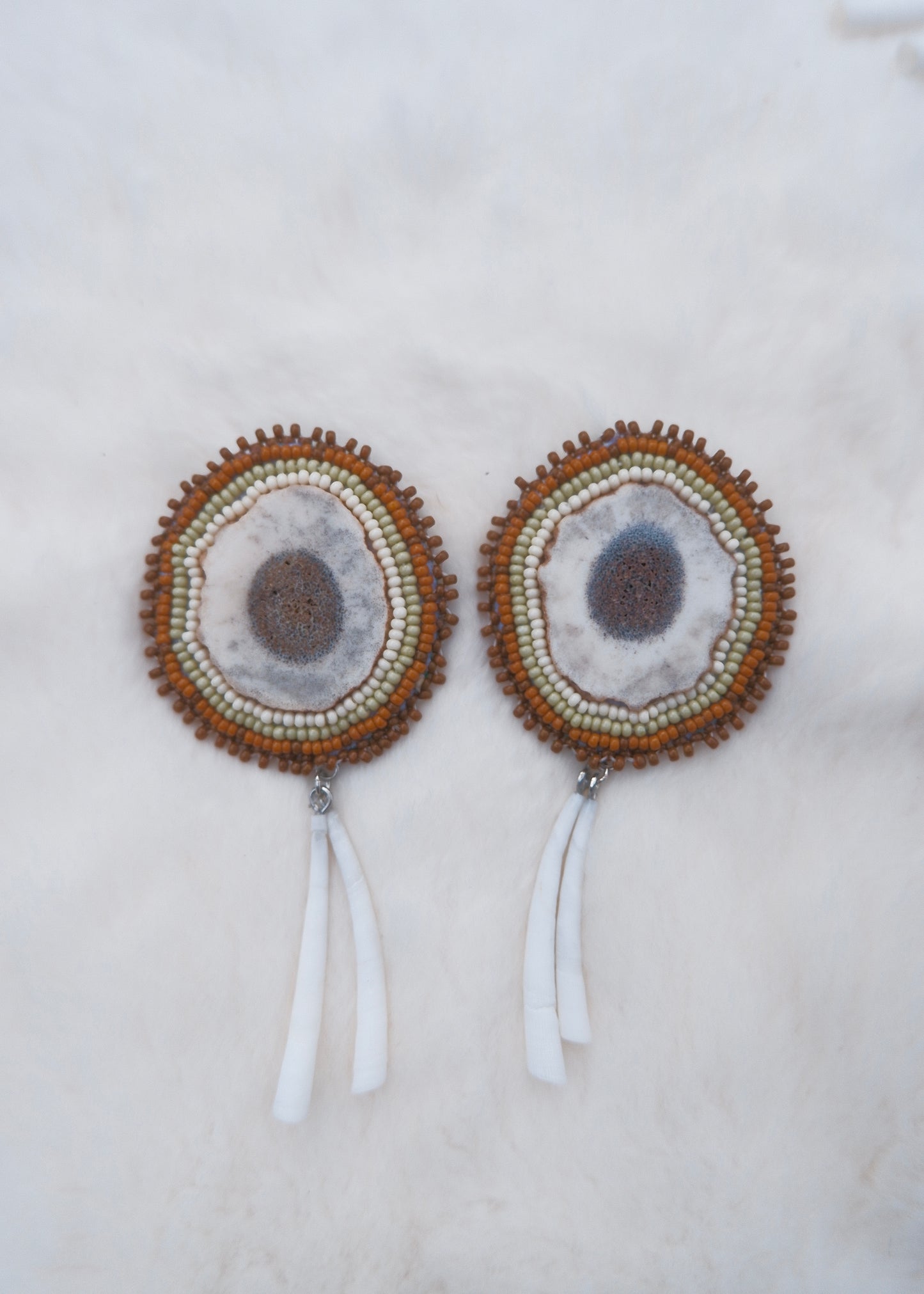 Antler & Dentalium Studs 01