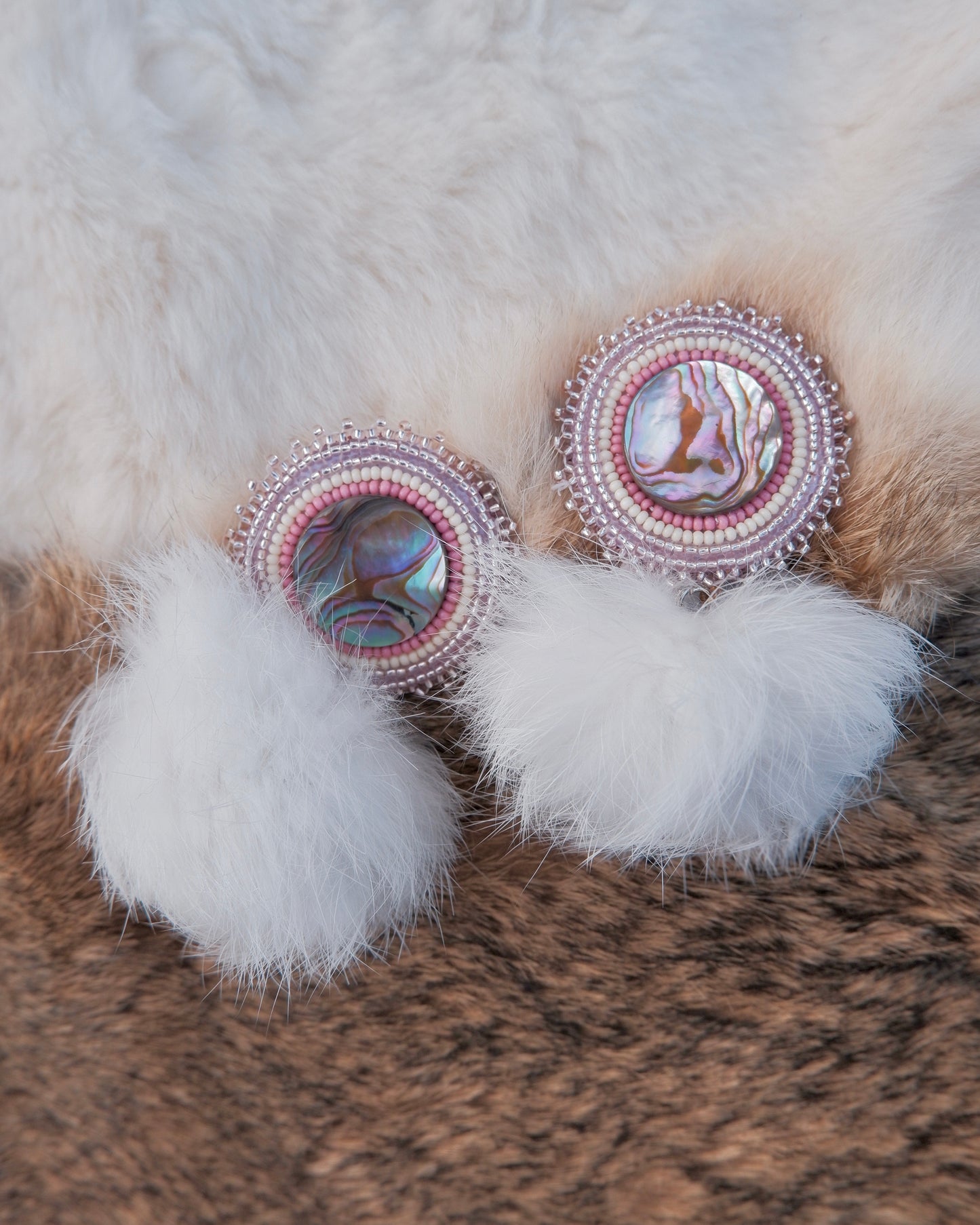 Abalone & Pom Studs