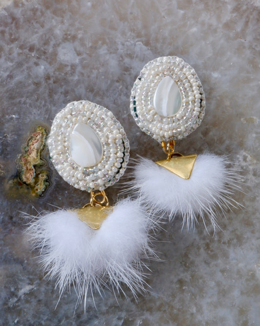 Pearl and Mink Studs