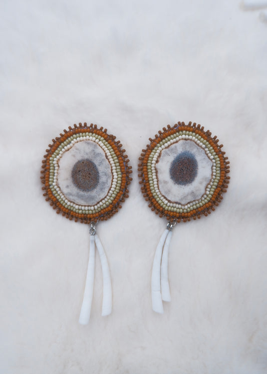 Antler & Dentalium Studs 01